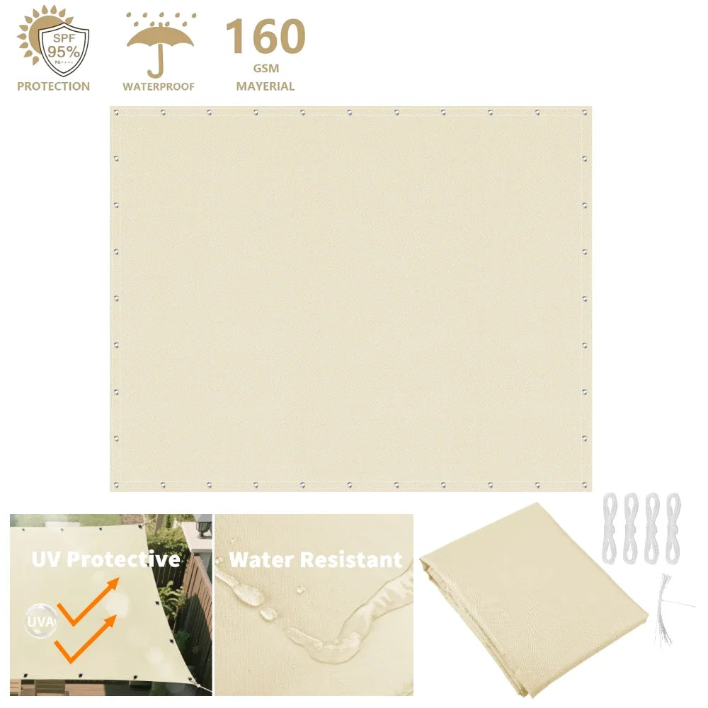 Large Waterproof Sun Shade Sail with Grommets | 95% UV Block