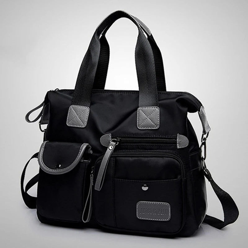 Tote Bag forLadies Fashion Nylon Waterproof Casual Shoulder Mummy Bag Large Capacity Messenger Bags Peaceful Pleasures Health and Wellness black