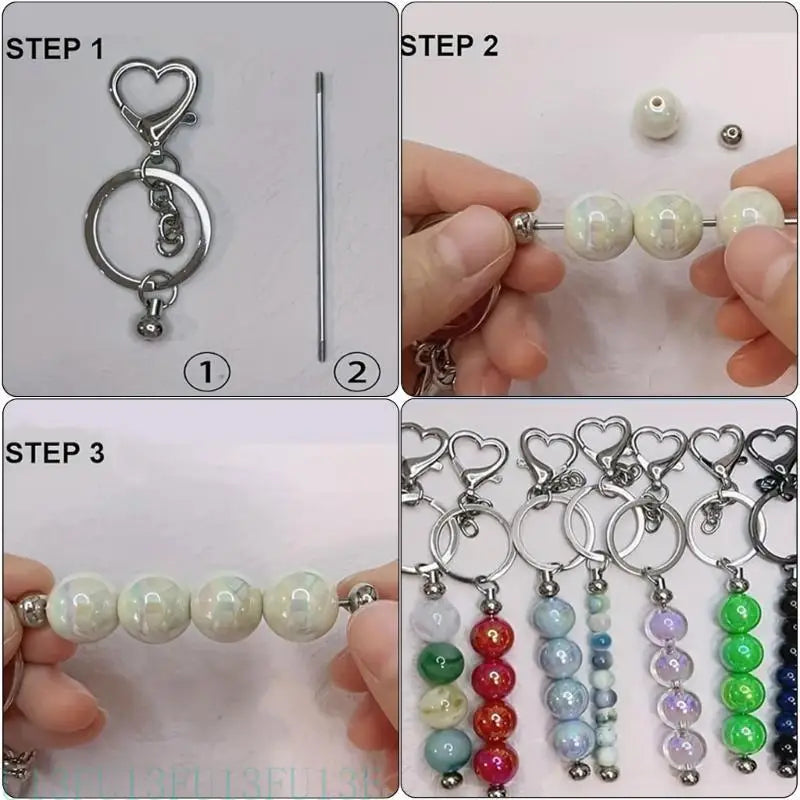 10-Pack Silver Heart Beadable Keychains | DIY Christening Gift