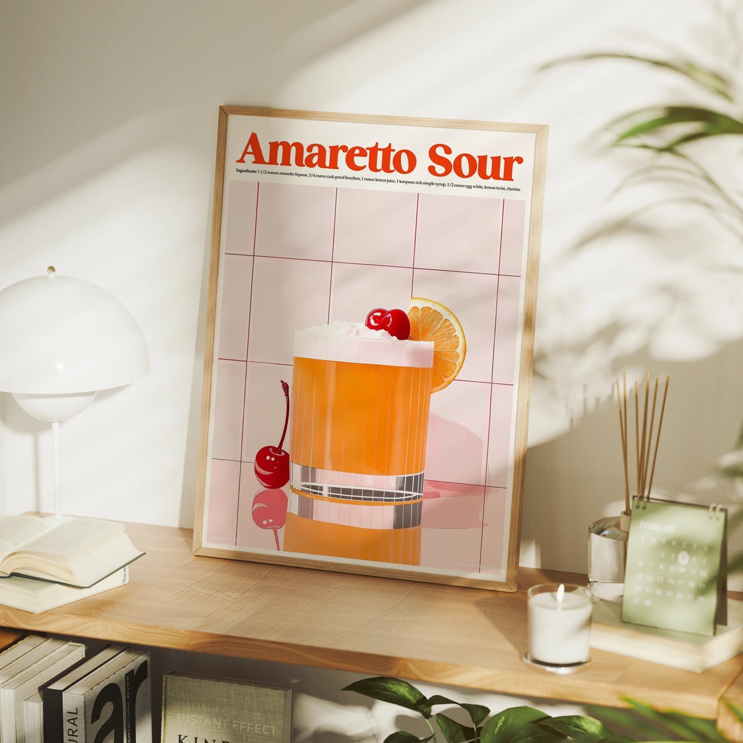 Amaretto Sour Cocktail Canvas Wall Art | Modern Minimalist Print