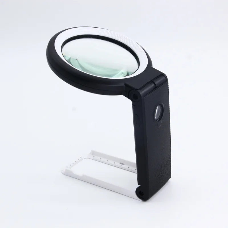 Desktop Handheld Magnifier Dual-Purpose Magnifying Glass 30X 10X 18Led Cold and Warm Light Peaceful Pleasures Health and Wellness