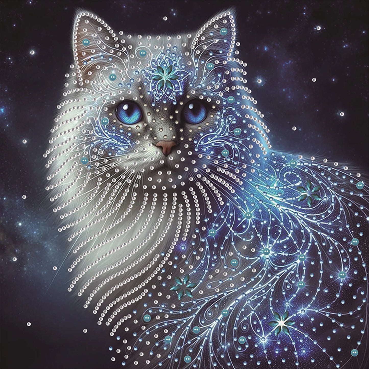 Cat Special Shaped DIY Partial Drill Diamond Painting Kits for Adults Beginners Home Decor Diamonds Dots Gem Art Kits 30x30cm Peaceful Pleasures Health and Wellness Starry Night Cat