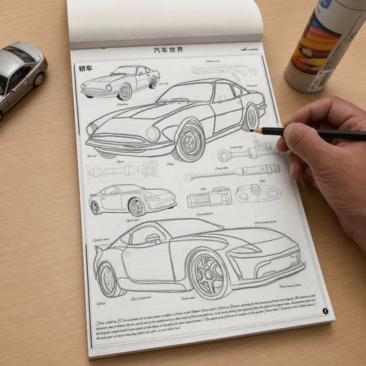 Car Truck Sketch Tracing Book 72 Pages Vehicle Line Drawing Practice Peaceful Pleasures Health and Wellness