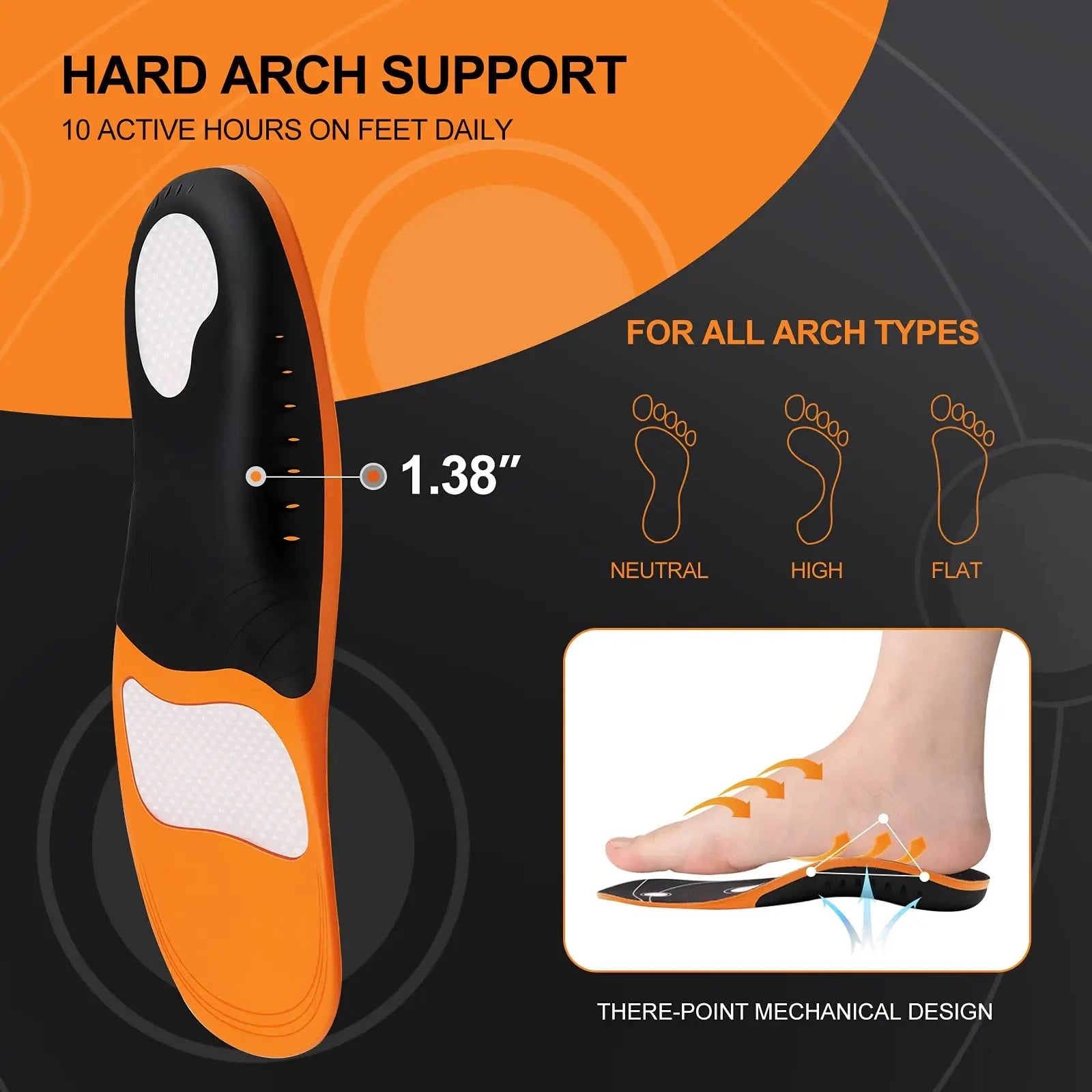 Gel Shock Absorption Arch Support Orthopedic Insoles for Men Women – Sport Running Shoe Inserts for Plantar Fasciitis Flat Feet Peaceful Pleasures Health and Wellness