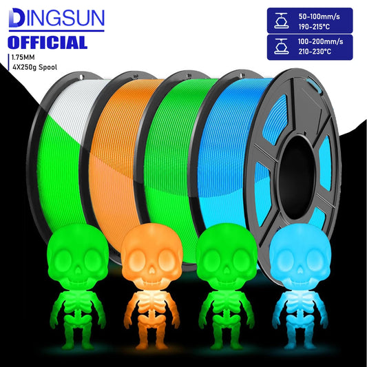 Glow in the Dark PLA Filament 1.75mm – 4 Colors for FDM Printers 3D Printer Filament Peaceful Pleasures Health and Wellness 4 Color set GL