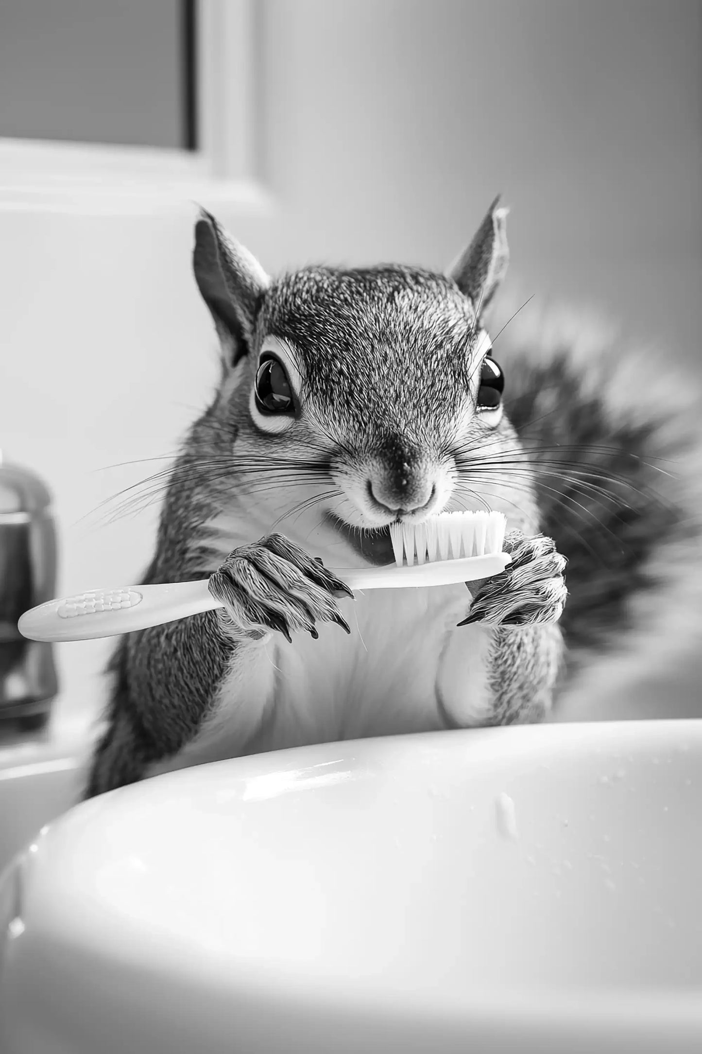 Black & White Cute Animal Toilet Paper Canvas Wall Art Poster