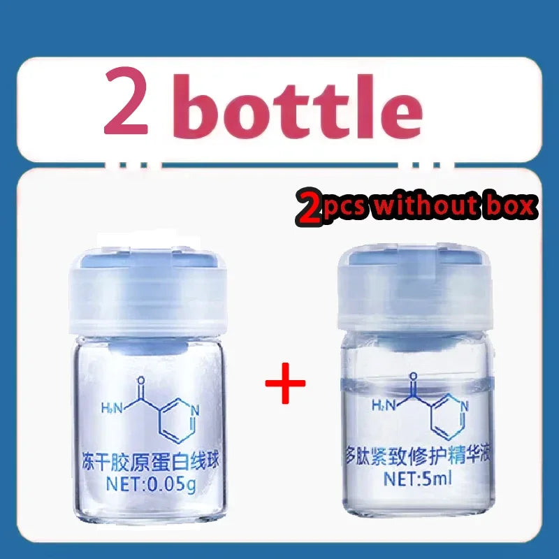 Korea Facial Hydrolyzed Silk Protein Collagen Thread Ball Serum Moisturiz Hydration Lifting Firm Fine lines Essence SkinCare Peaceful Pleasures Health and Wellness 2bottle(without box)