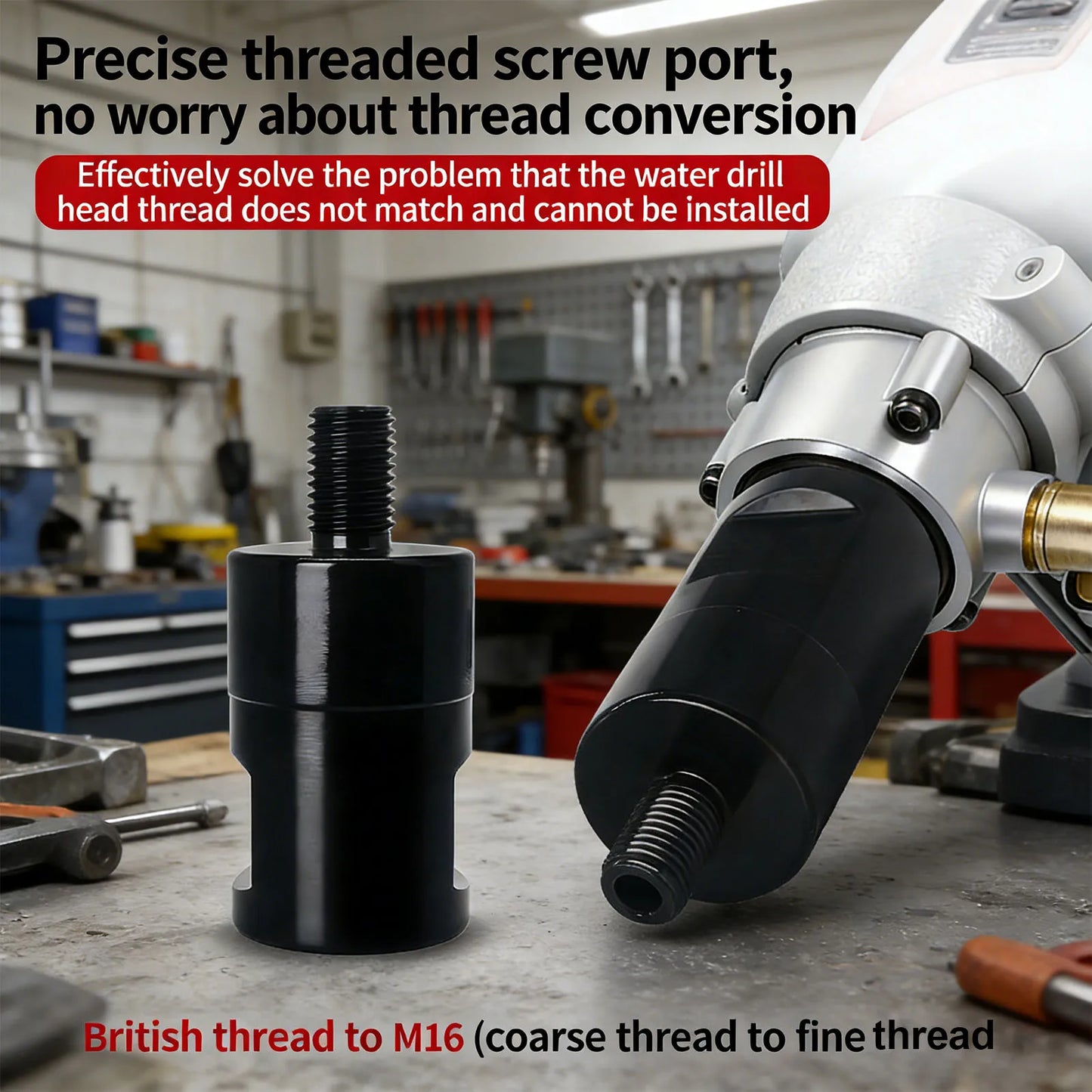 Core Drill Bit Adapter 1-1/4in-7 Female Thread to 16mm Male Thread Core Drill Converter for Concrete Coring Drills Peaceful Pleasures Health and Wellness