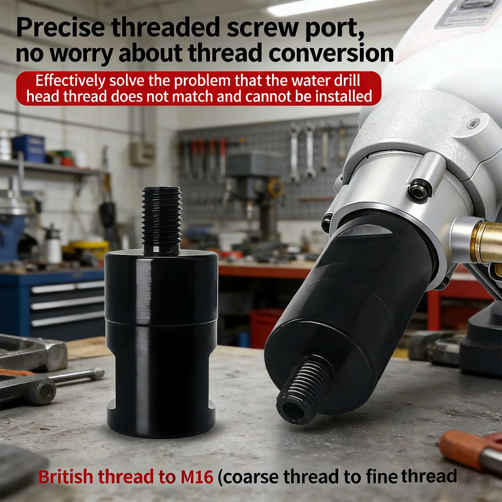 Core Drill Bit Adapter 1-1/4in-7 Female Thread to 16mm Male Thread Core Drill Converter for Concrete Coring Drills Peaceful Pleasures Health and Wellness