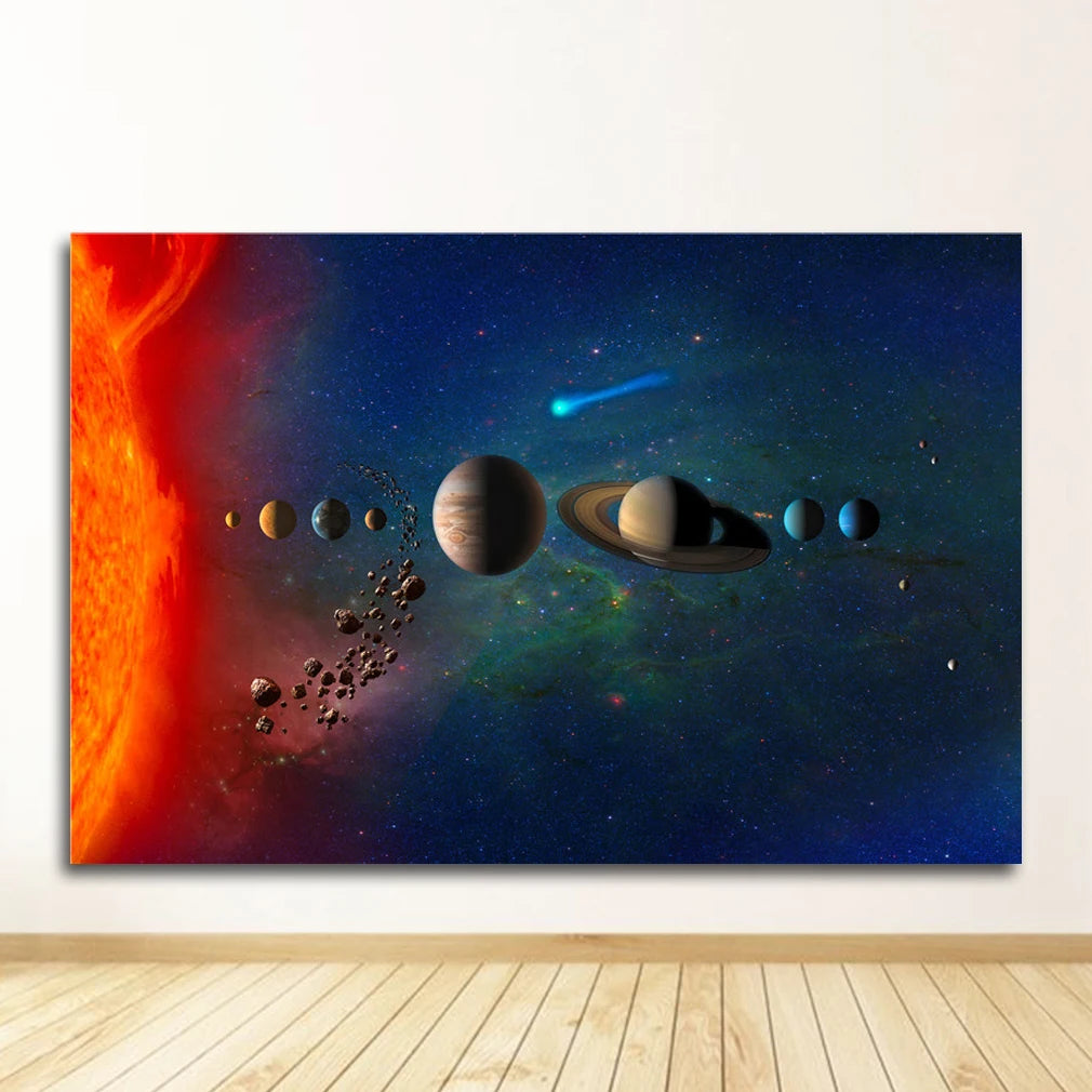 Space Galaxy Canvas Wall Art – Astronaut Planet Universe Poster