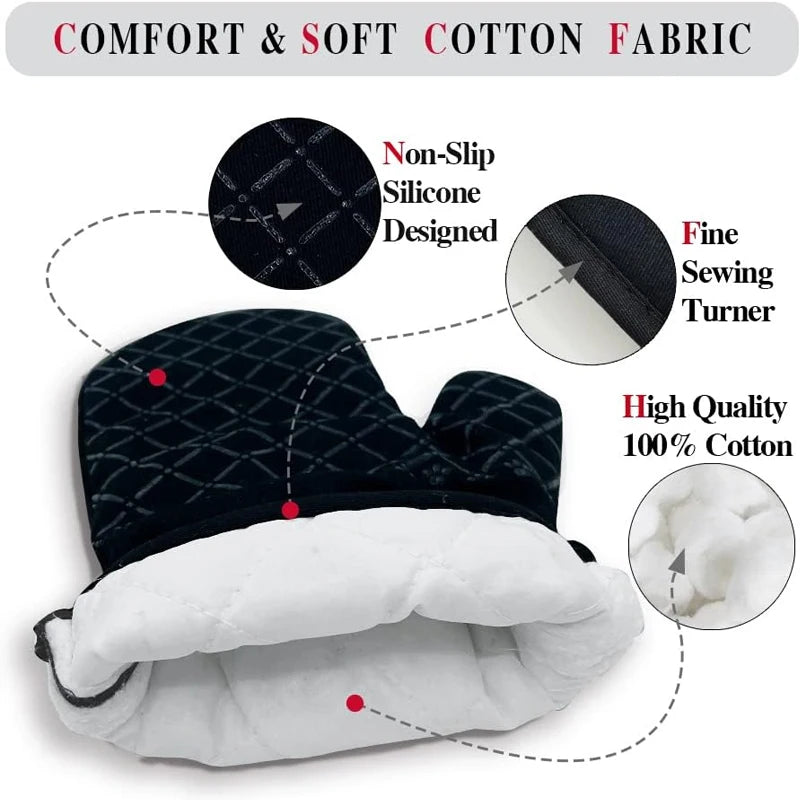 Funny Silicone Non-Slip Oven Mitts & Pot Holders Set