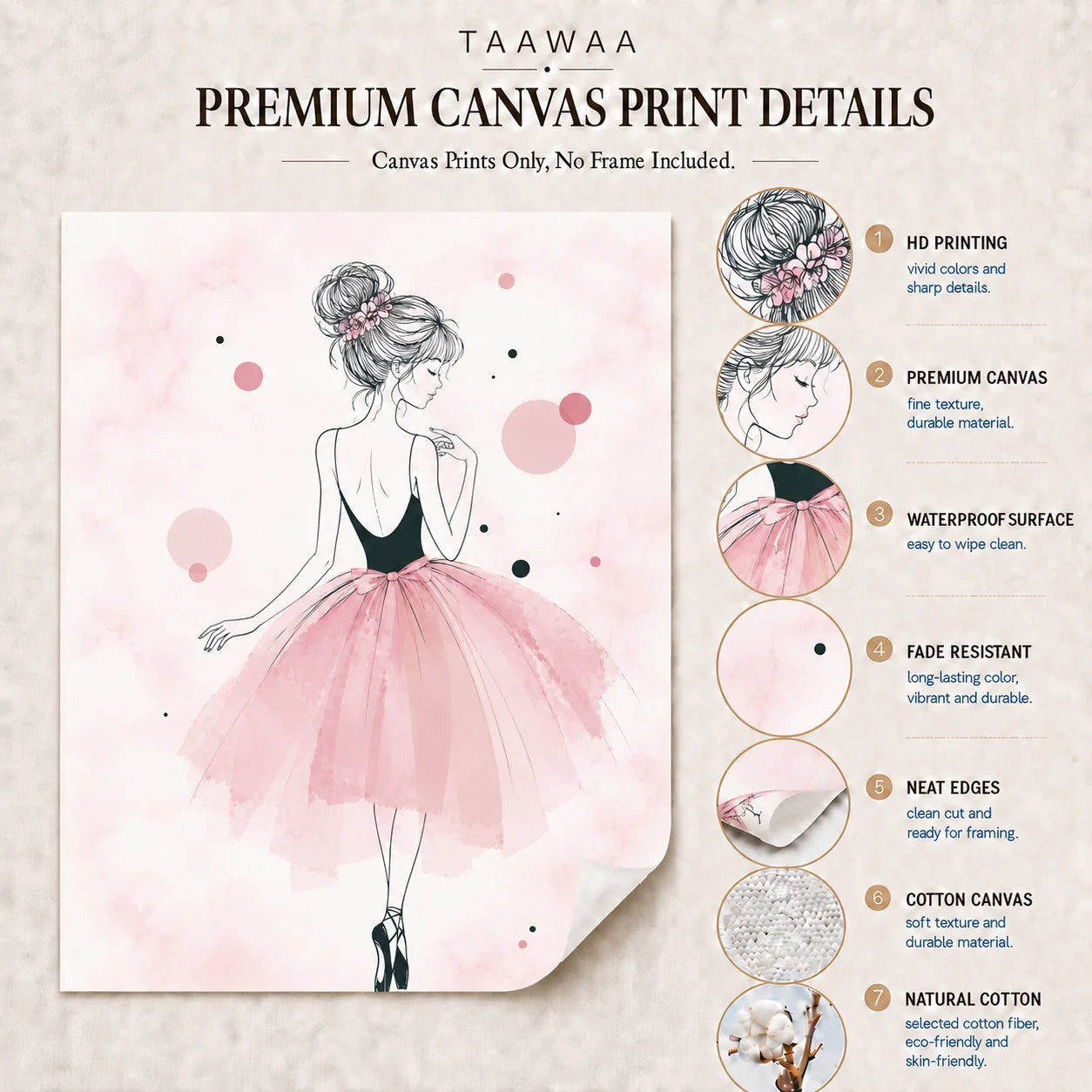 Nursery Wall Art Ballerina Fairy Canvas Painting Pink Princess Poster Print Girls Room Wall Decor Peaceful Pleasures Health and Wellness