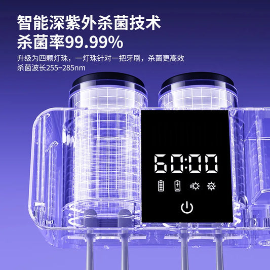 HOMEFISH Toothbrush Sterilizer Smart Air-dried Toothbrush Sterilizer Rechargeable Wall mounted Toothbrush Sterilization Dryer Peaceful Pleasures Health and Wellness
