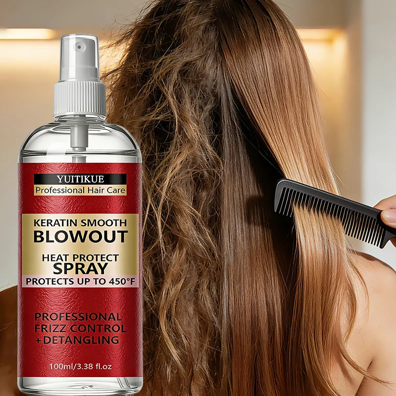 YUITIKUE Keratin Heat Protect Spray | 450°F Frizz Control Heat Protect Spray Peaceful Pleasures Health and Wellness