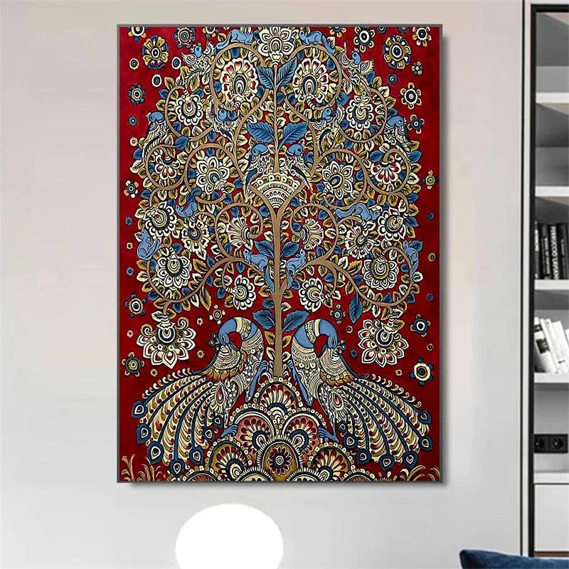 Retro Hindu Abstract Pattern Posters and Prints Religious Art Canvas Painting Wall Art Pictures Home Bar Room Decoration Peaceful Pleasures Health and Wellness
