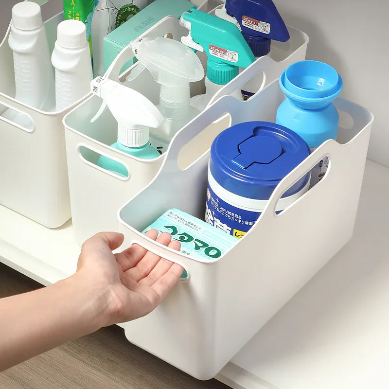 Under Sink Organizer Baskets – 2 or 3 Pack Multi-Purpose Plastic Cabinet Storage for Kitchen & Bathroom