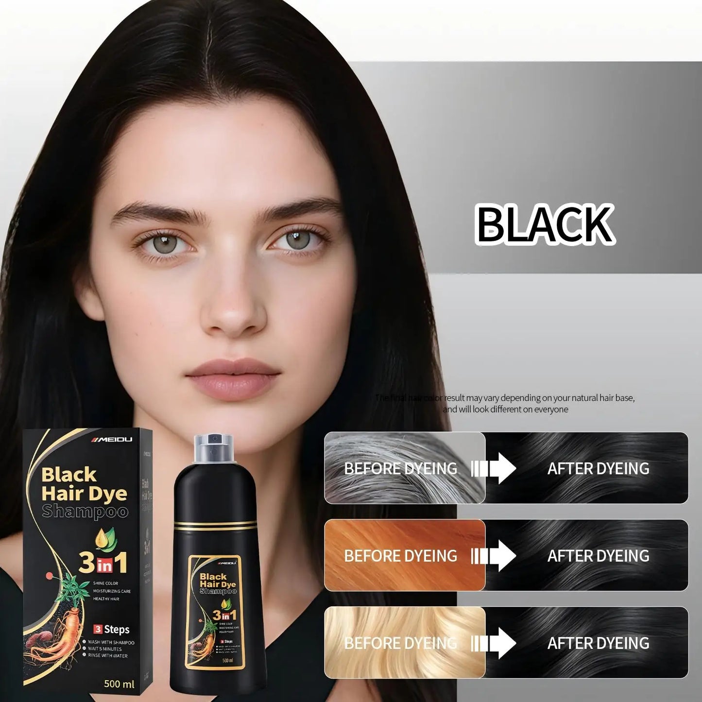 Versatile 3in1 Hair Dye Shampoo for Men and Women Peaceful Pleasures Health and Wellness Black