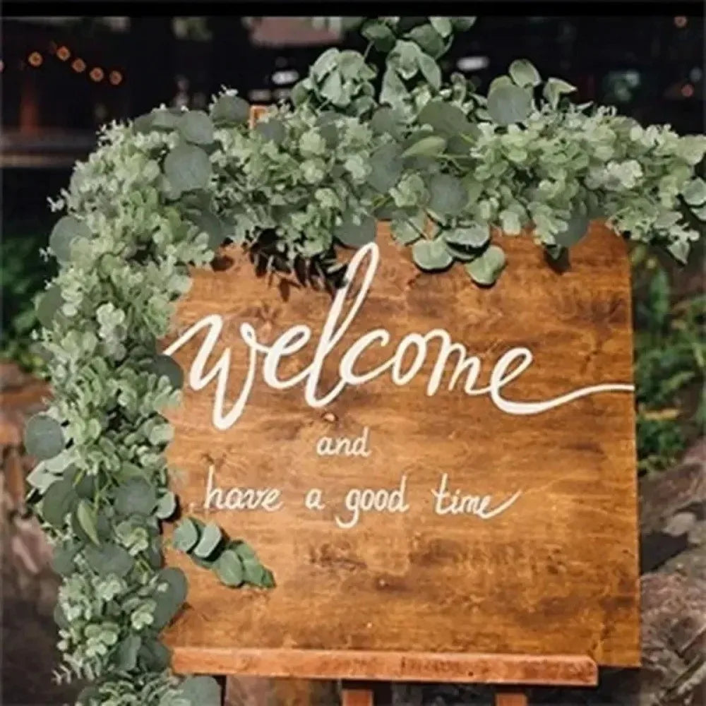 Realistic Fake Eucalyptus Vine Wall Hanging Greenery Garland Artificial Plants White Flowers Vine Archway Eucalyptus Leaves Peaceful Pleasures Health and Wellness