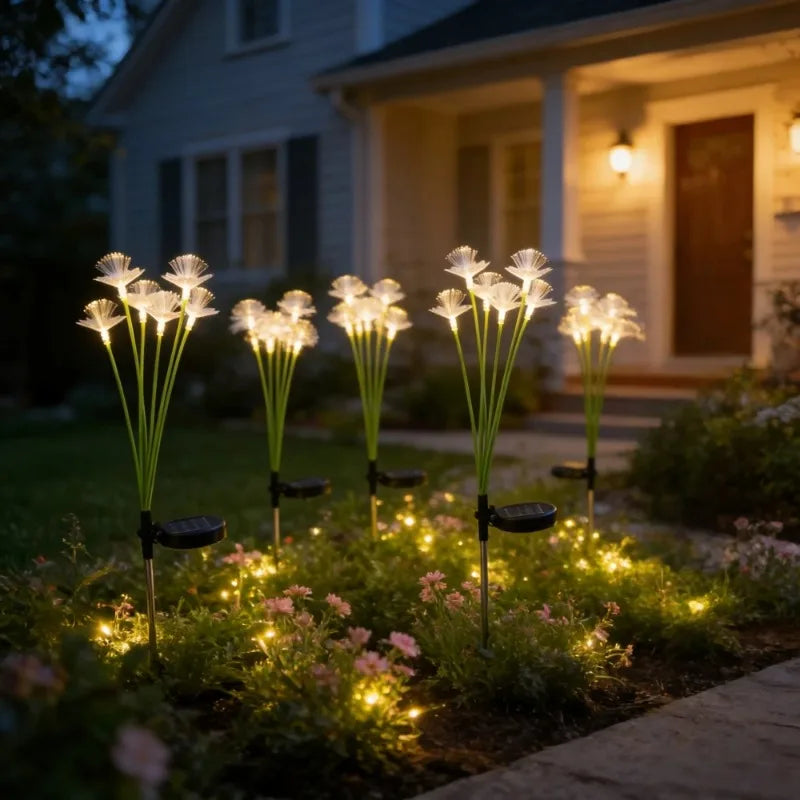 Solar LED Fiber Flower Garden Stake Light | Outdoor Decor