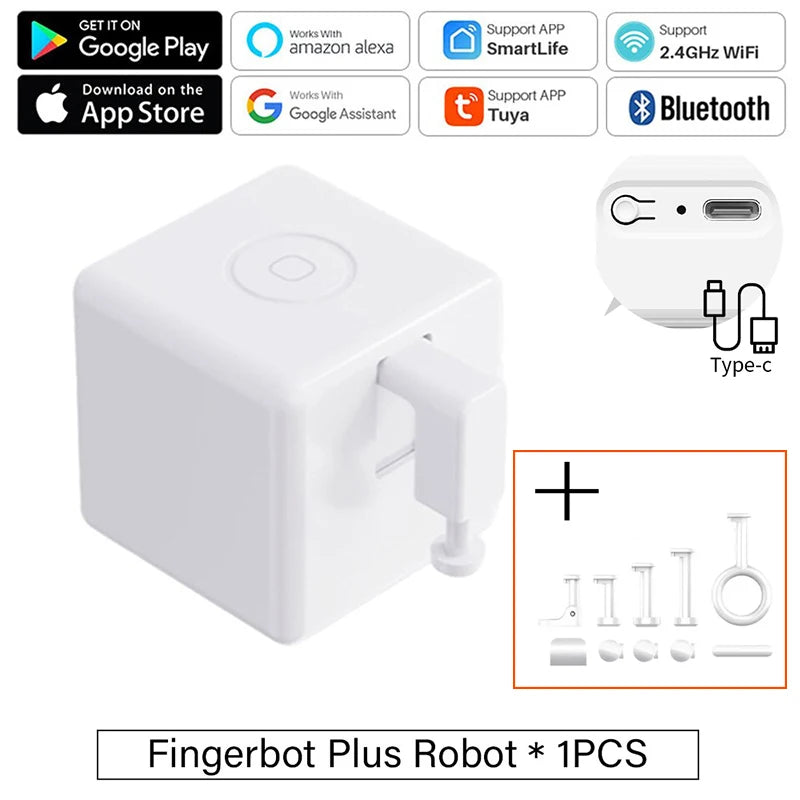 Tuya Finger Robot Zigbee/Bluetooth Fingerbot Plus CR2 battery version Robot Button Pusher Switch Bot Work With Smart Life App Peaceful Pleasures Health and Wellness B Bluetooth TypeC W