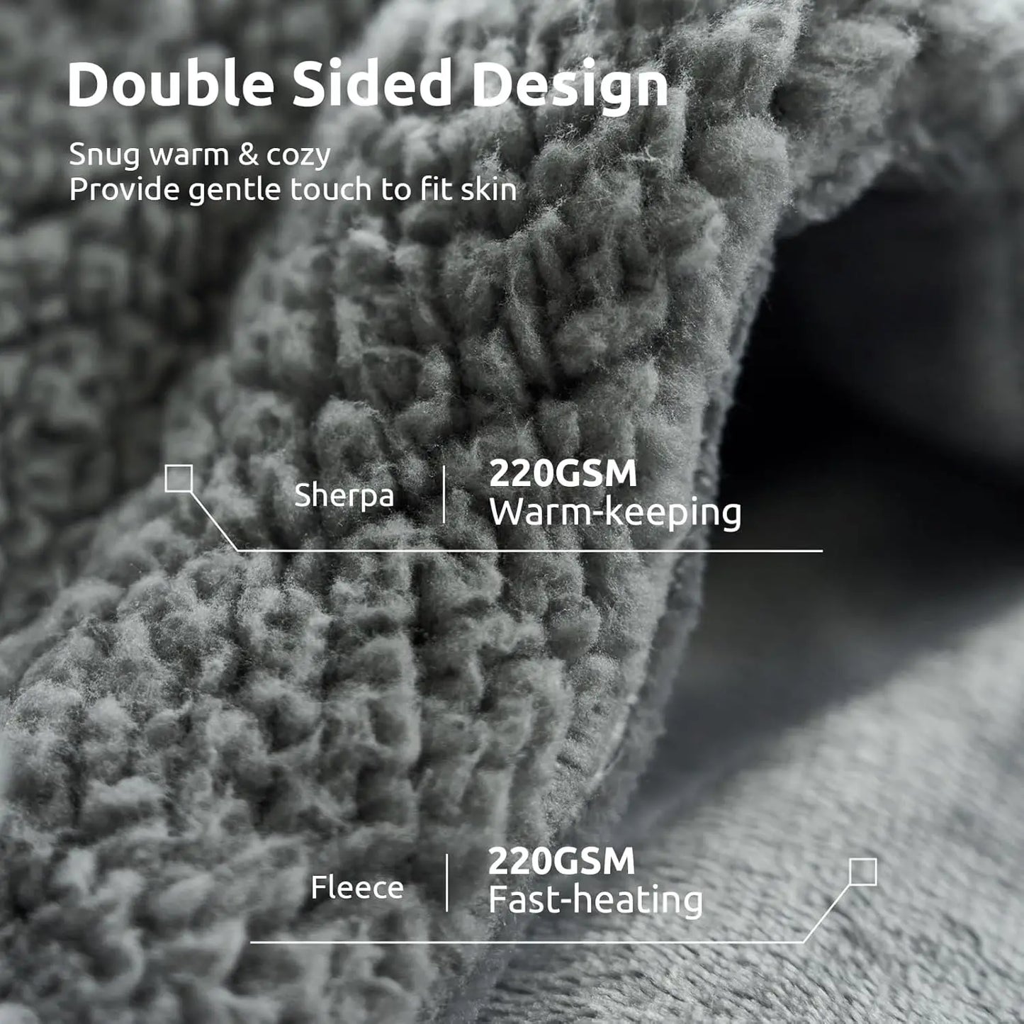 Sherpa Fleece Electric Heated Weighted Blanket – 15 lbs Twin, 4 Heat Levels Heated Blanket Peaceful Pleasures Health and Wellness