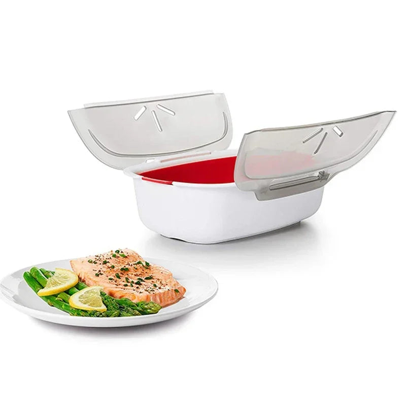 New Steam Case Plastic Steamer With Lid Microwave Oven Steamer For Steamed Bread Bun Dumpling Fish Kitchen Tools Cooking Tools Peaceful Pleasures Health and Wellness