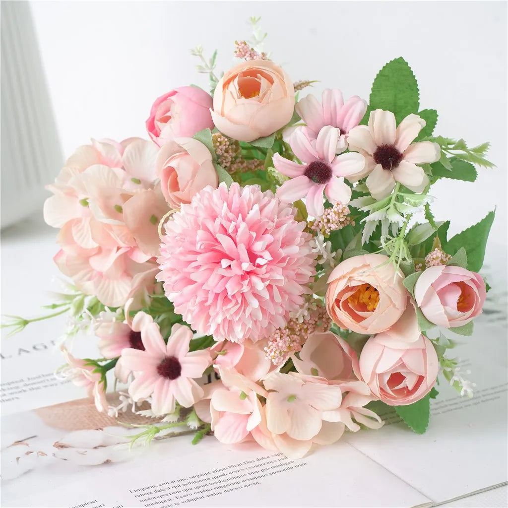 Artificial Silk Hydrangea & Peony Bouquet | Wedding & Home Decor