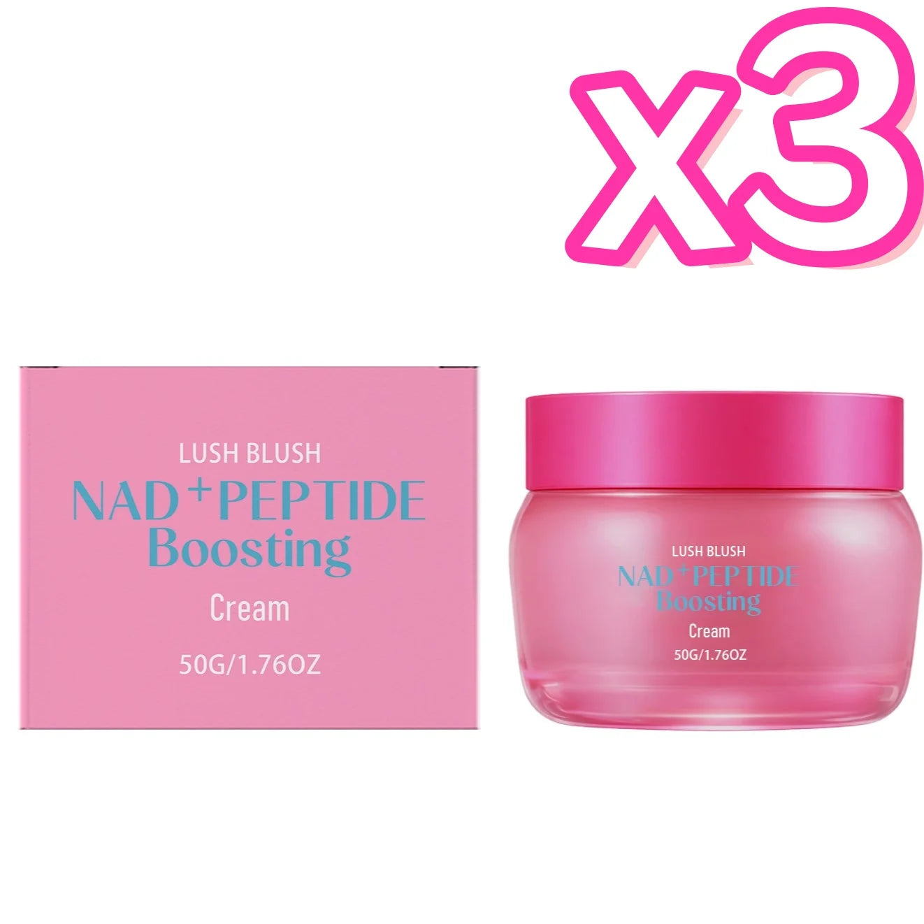 NAD+ Peptide Anti-Wrinkle Lifting Cream Peaceful Pleasures Health and Wellness 50g Boxed x 3