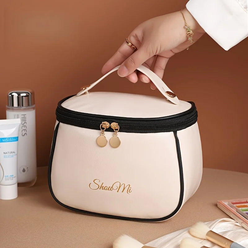 Large Waterproof Travel Makeup Bag with Handle & Divider