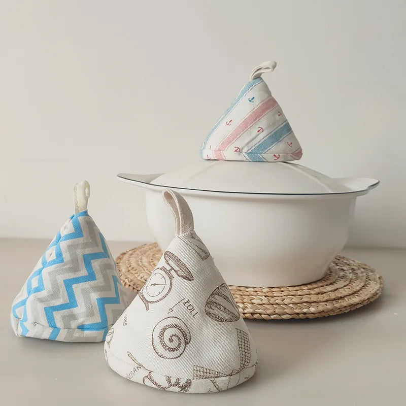 Heat-resistant Pot Cover Cap Japanese-style Triangular Pot Cap Enamel Pot Heat-resistant Handle Cover Peaceful Pleasures Health and Wellness