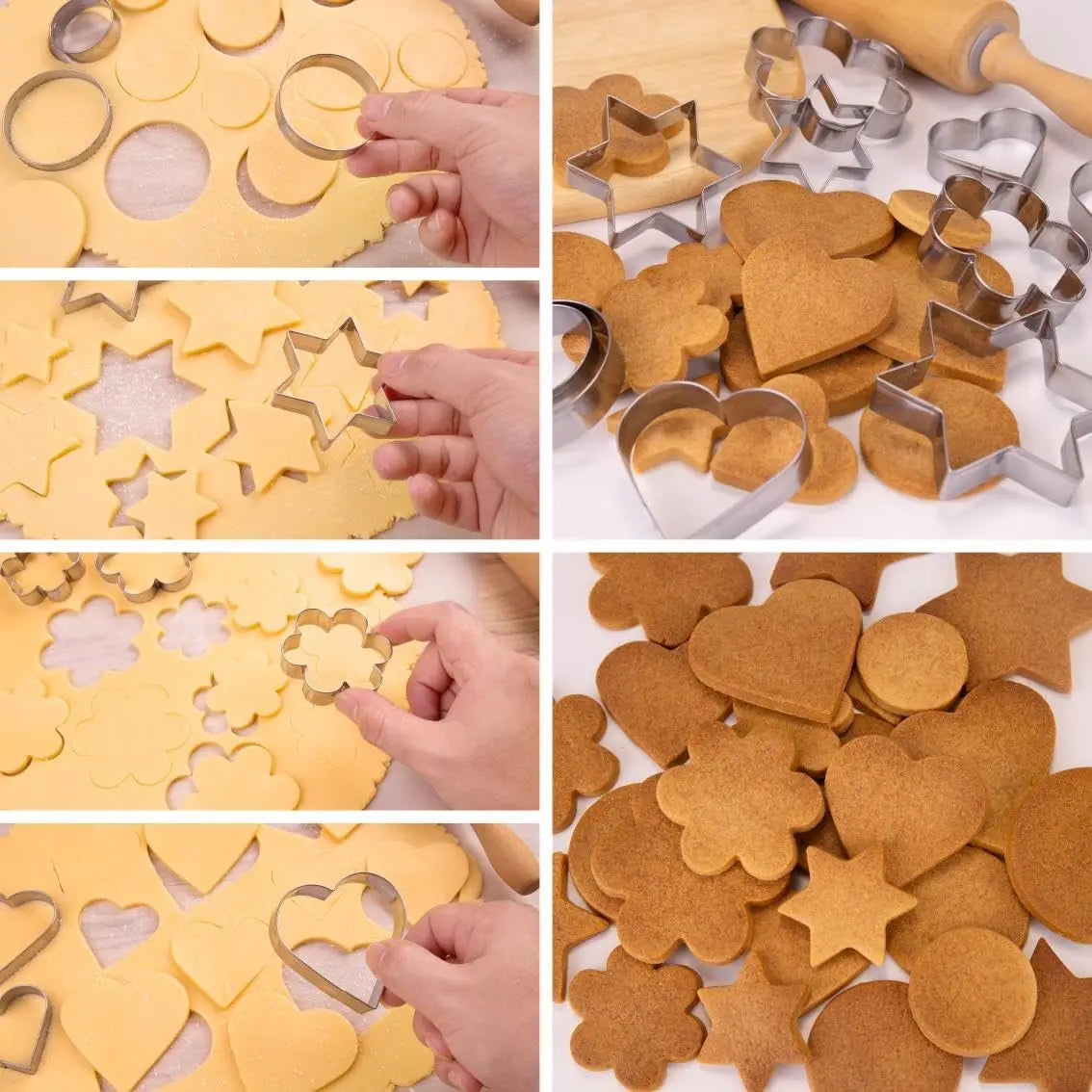 12-Piece Stainless Steel Cookie Cutter Set – Heart, Star, Flower
