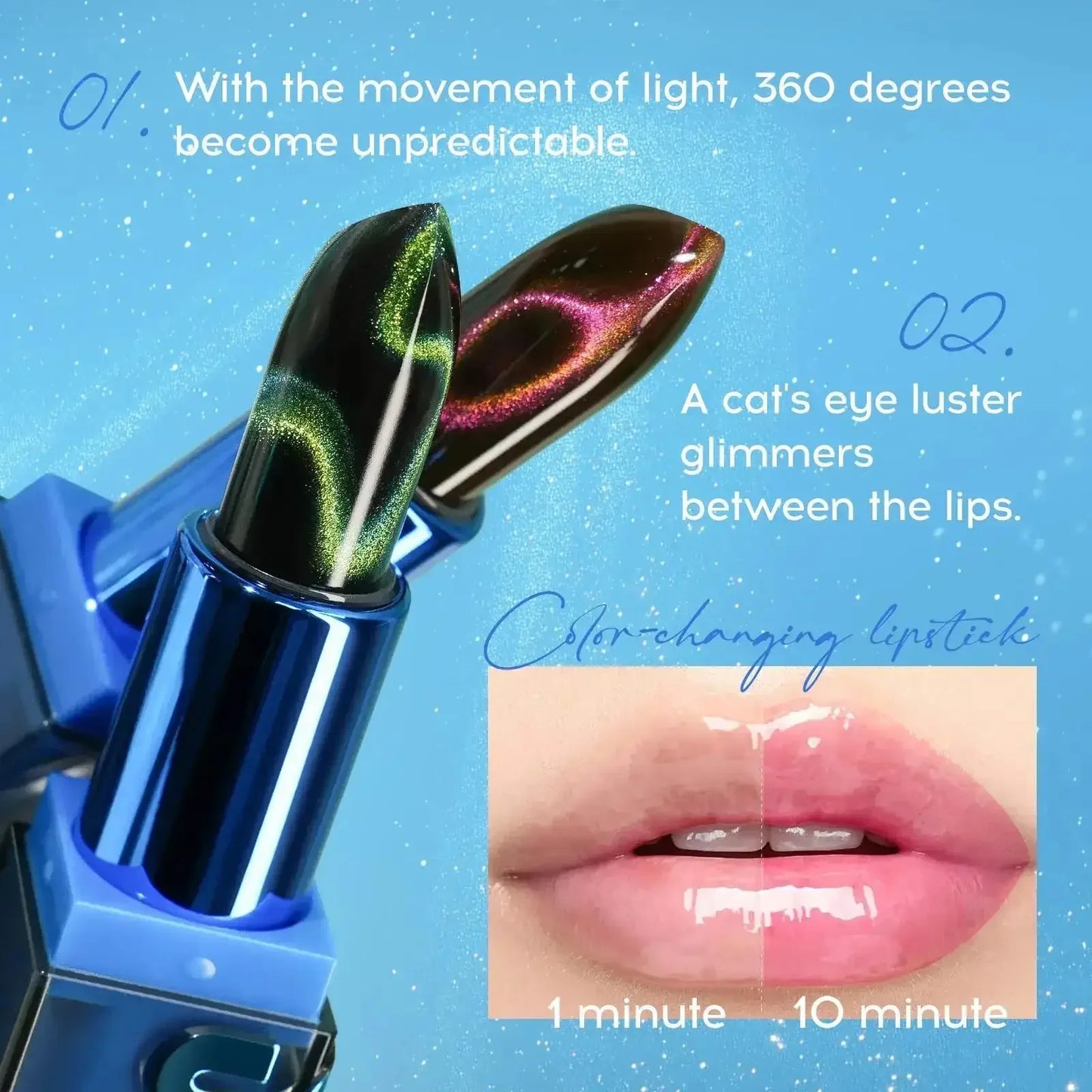 MLSMILE 4-Pc Color Changing Cat Eye Glitter Lipstick Set