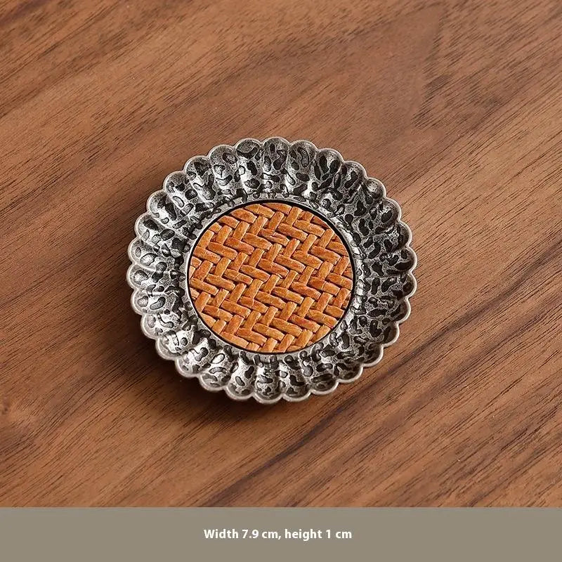 Woven Rattan Tea Coaster | Chinese Style Flower Home Decor Tea Coaster Peaceful Pleasures Health and Wellness 5 S