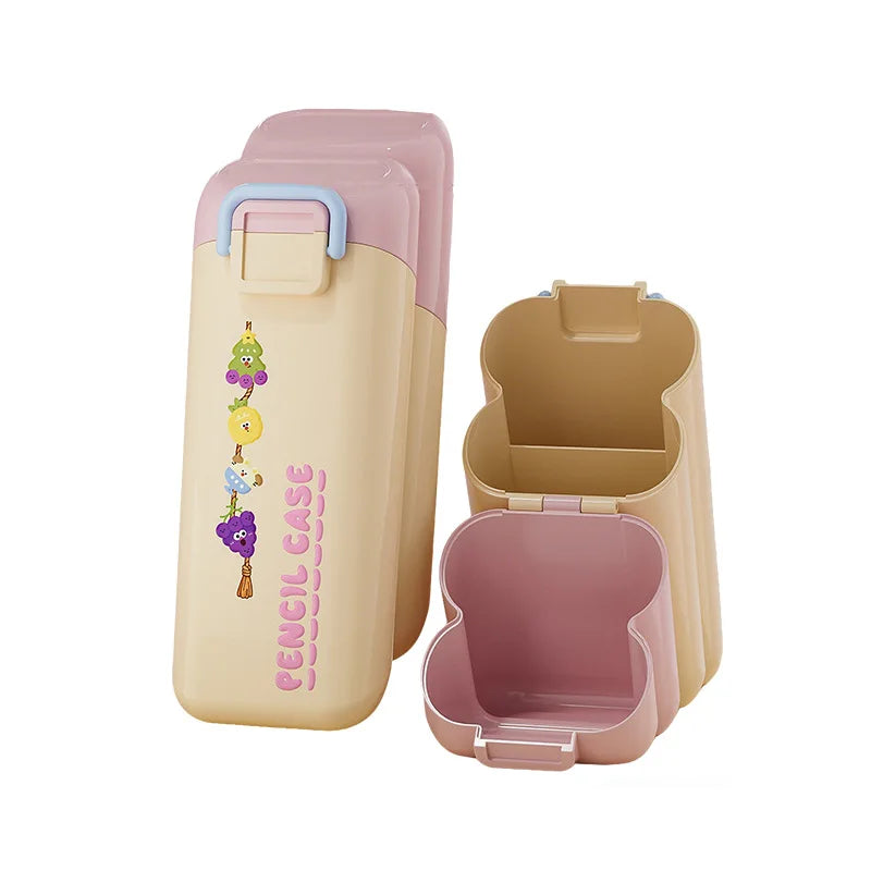 Amazing Cute Portable Multifunctional Slanting Pen Holder Cartoon Stationery Storage Jar for Student Dormitory Desktop Peaceful Pleasures Health and Wellness