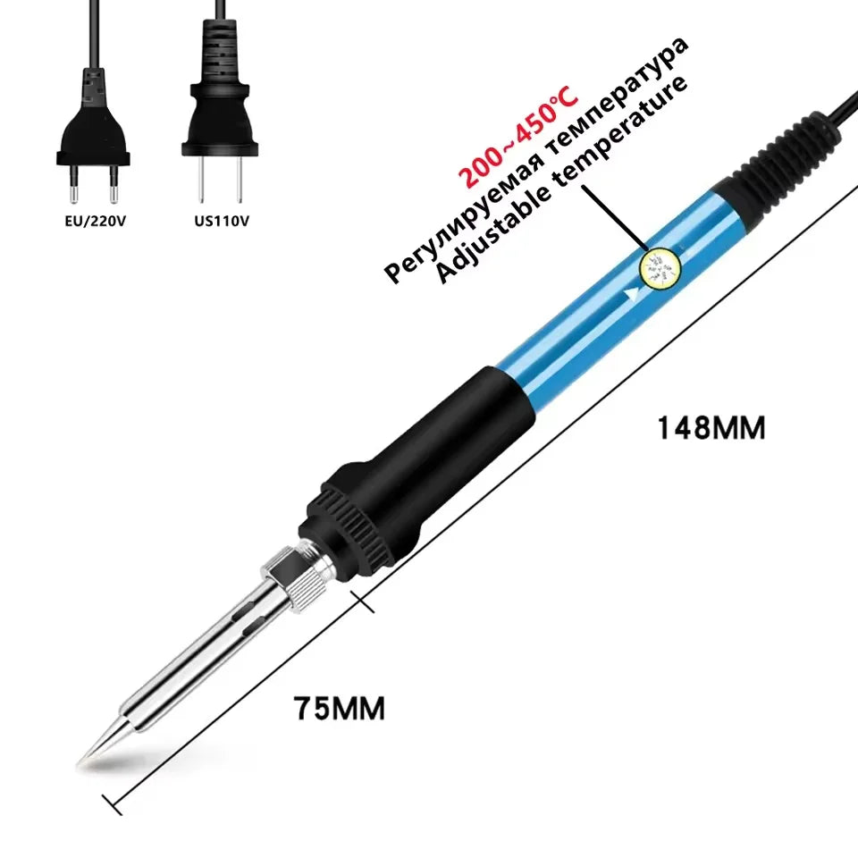 60W Adjustable Soldering Iron 200–450°C | US & EU Plug Peaceful Pleasures Health and Wellness
