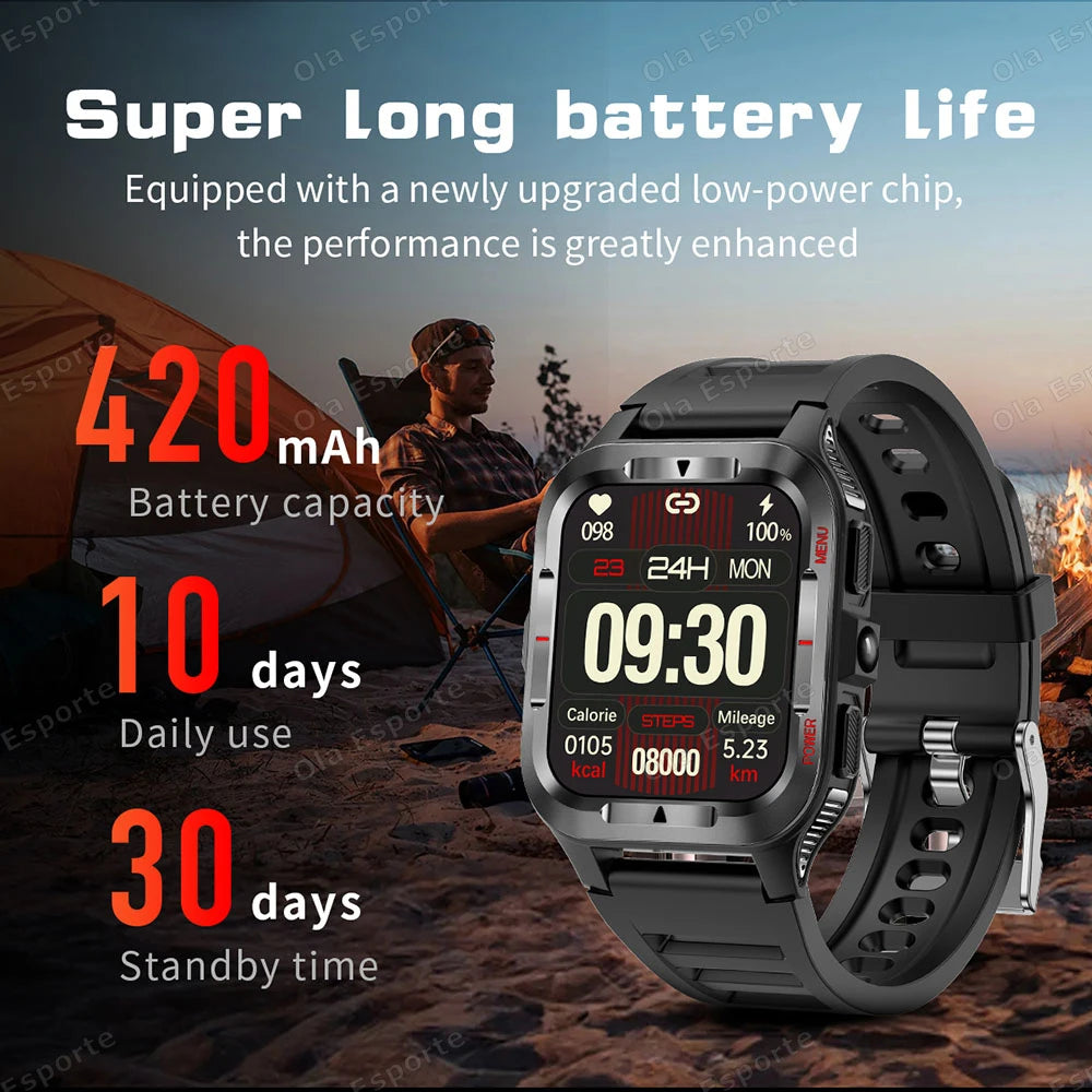 Military Sports Smartwatch 1.83" HD LED Flashlight | Android iOS