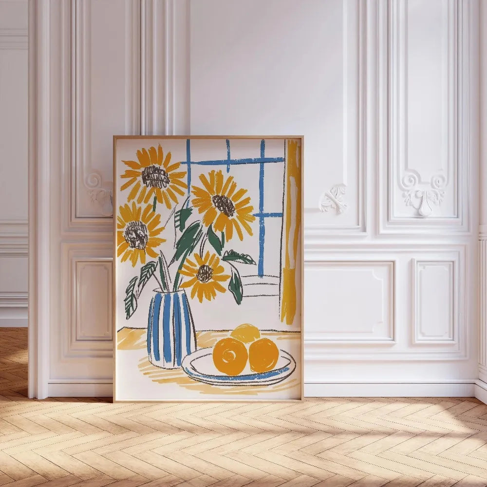 Retro Beige Floral Canvas Wall Art | Unframed Plant Print