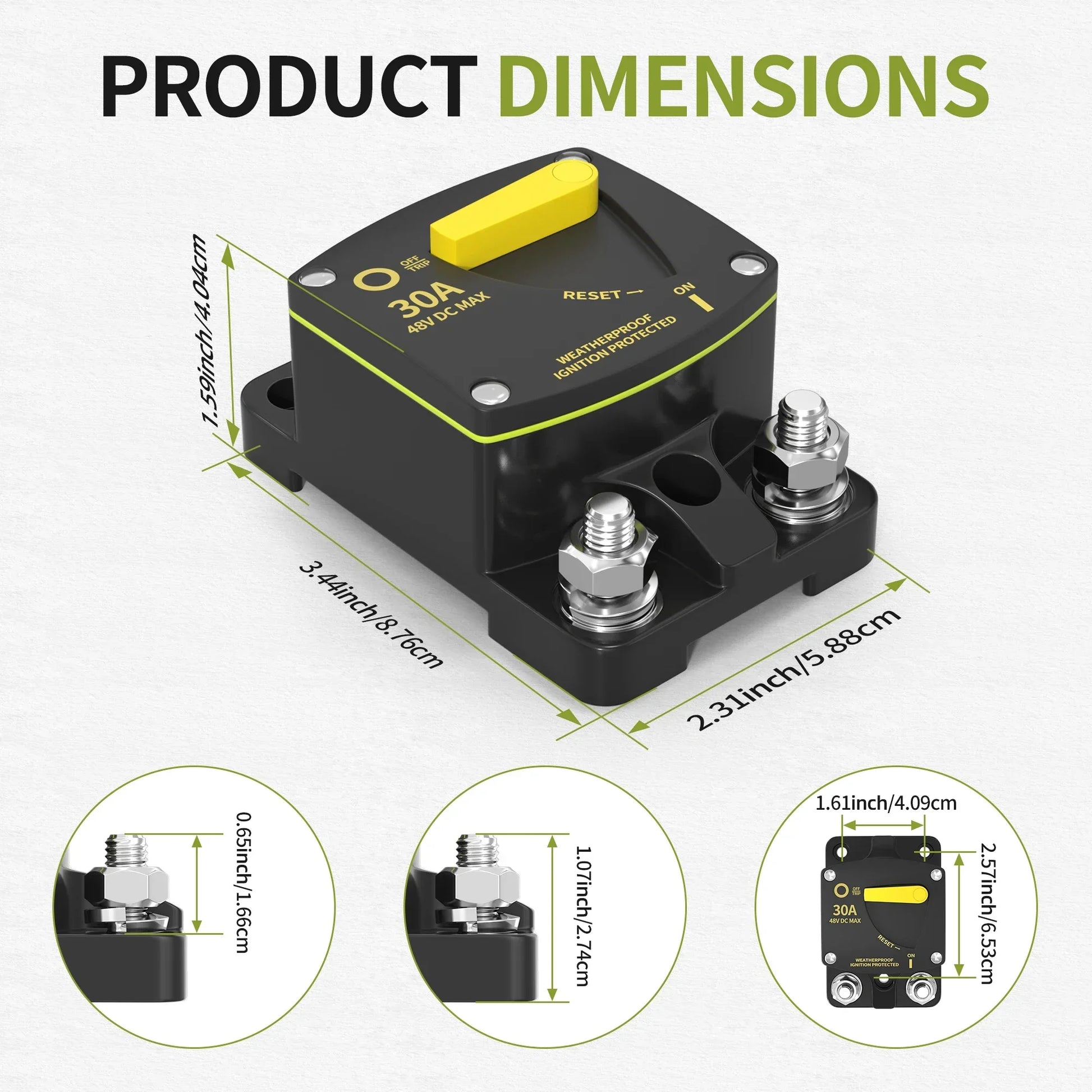 Marine Circuit Breaker 12V-48V DC Manual Reset 30A-100A Peaceful Pleasures Health and Wellness