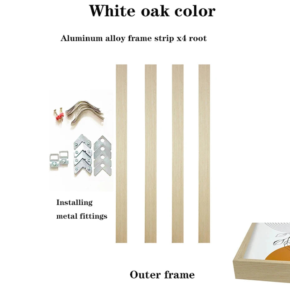 Aluminum Alloy Canvas Narrow Edge Simple Metal Mural Oil Painting Frame 9 Colors Can Be Customized in Large Sizes Peaceful Pleasures Health and Wellness White oak 30x40cm