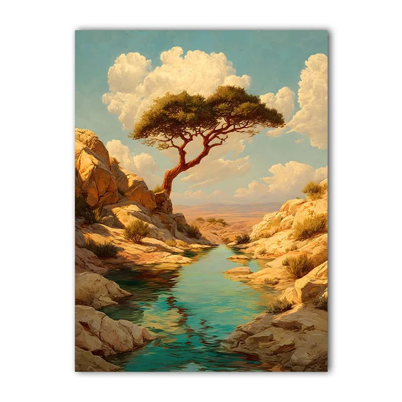 Desert Landscape Canvas Wall Art | Modern Poster Print Canvas Wall Art Peaceful Pleasures Health and Wellness 04 21X30cm No Frame China Mainland