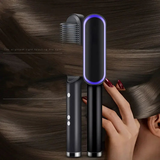 Thermostatic hair straightener Comb 5 temperature settings Straightening brush Quick heat professional hair straightening brush Peaceful Pleasures Health and Wellness