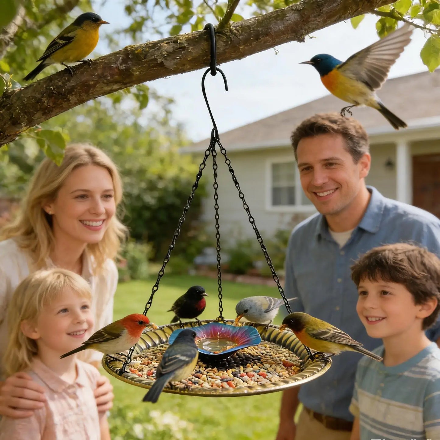 Decorative Metal Bird Bath Water Bowl for Garden & Patio