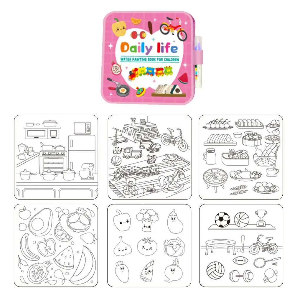 Magic Water Drawing Book for Kids – Reusable Coloring Book