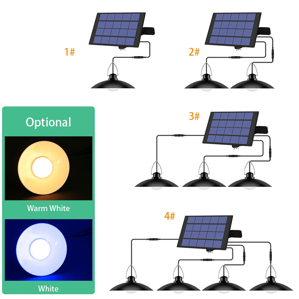 Solar Powered Pendants Light with Adjustable Panel Auto ON/OFF Lighting Sensor IP65 Water-resistant Hanging Lamp Peaceful Pleasures Health and Wellness