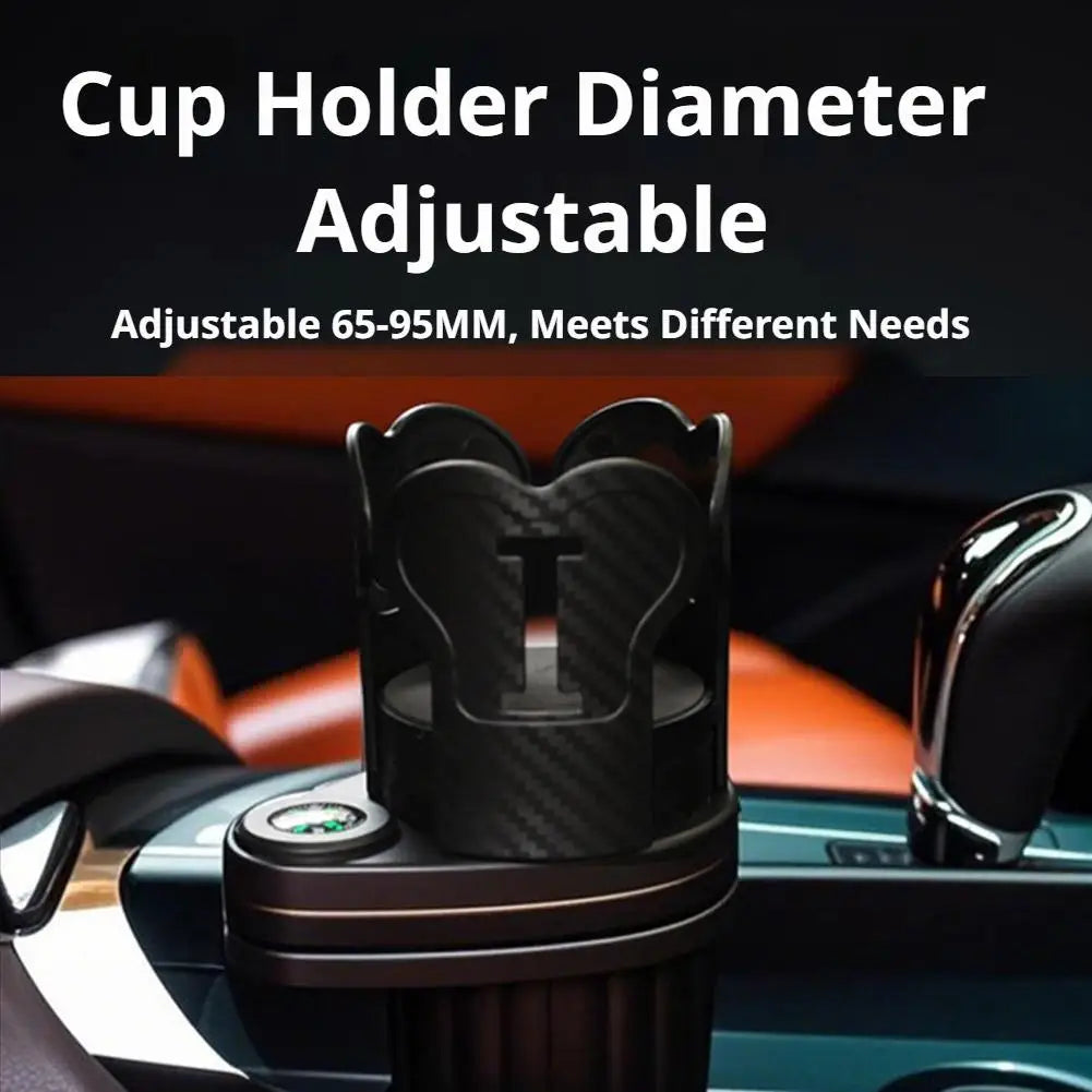 New Universal Car Water Cup Holder Expander 3‑Slot Multifunctional Drink Holder Anti‑Shock Auto Cup Organizer with Compass Peaceful Pleasures Health and Wellness