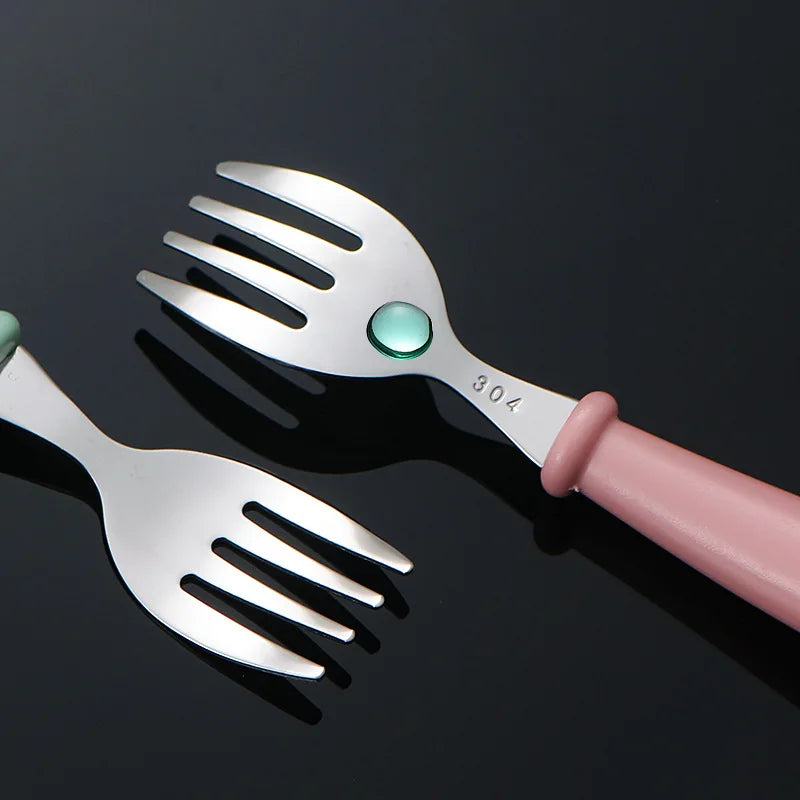 3-Piece 304 Stainless Steel Portable Cutlery Set – Fork, Spoon & Storage Box, Korean Style, Dishwasher Safe