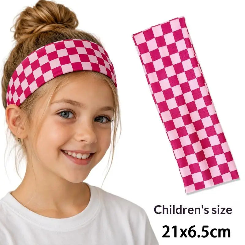 Checkerboard Elastic Headband | Sports & Yoga Hairband for Women
