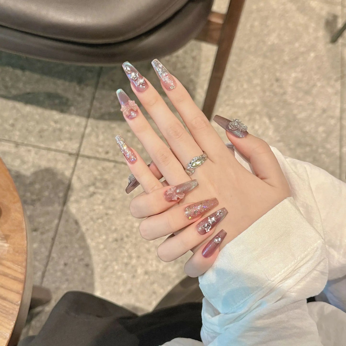 Dreamy Meteor Retro Purple Press-On Nails – 10pc Set