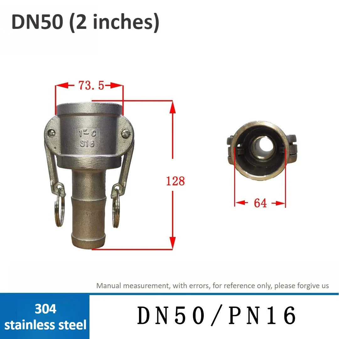 304 Stainless Steel C-Type Quick Connector DN15–DN50 Lever Plug