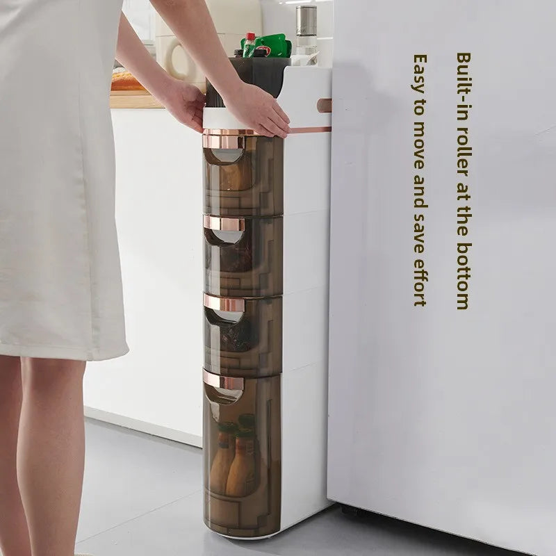 Multi-Drawer Narrow Space Organizer - Stackable Bathroom & Kitchen Storage Cabinet for Small Gaps, Home Clutter Solution Peaceful Pleasures Health and Wellness